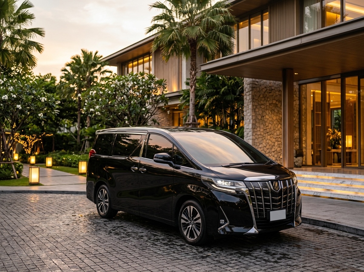 Toyota Alphard สีดำ เช่าพร้อมคนขับ